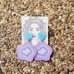 Purple & Blue Color Puddle Acrylic Stud Dangle Earrings