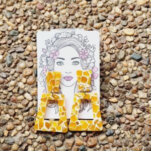 Yellow Mosaic Acrylic Stud Dangle Earrings