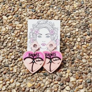 Badass Babe Acrylic Stud Dangle Earrings
