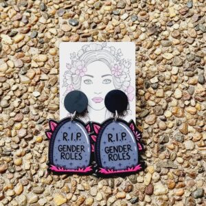 R.I.P Gender Roles Acrylic Stud Dangle Earrings