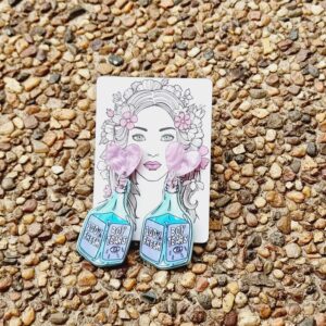 100% Boy Tears Bottle Acrylic Stud Dangle Earrings