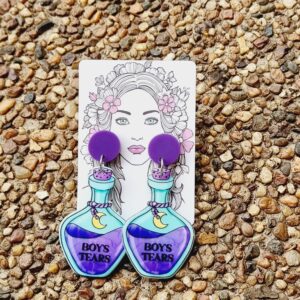Bottle of Boys Tears Acrylic Stud Dangle Earrings