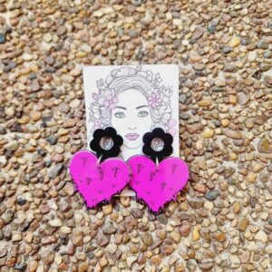 Weird Heart Shaped Acrylic Stud Dangle Earrings