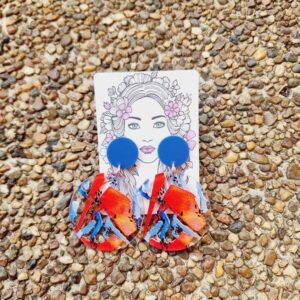 Acrylic Circle Print Stud Dangle Earrings