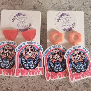 Jason Can't Wait For Friyay Acrylic Stud Dangle Earrings