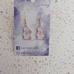 Easter Bunny White Rabbit Hook Dangle Earrings