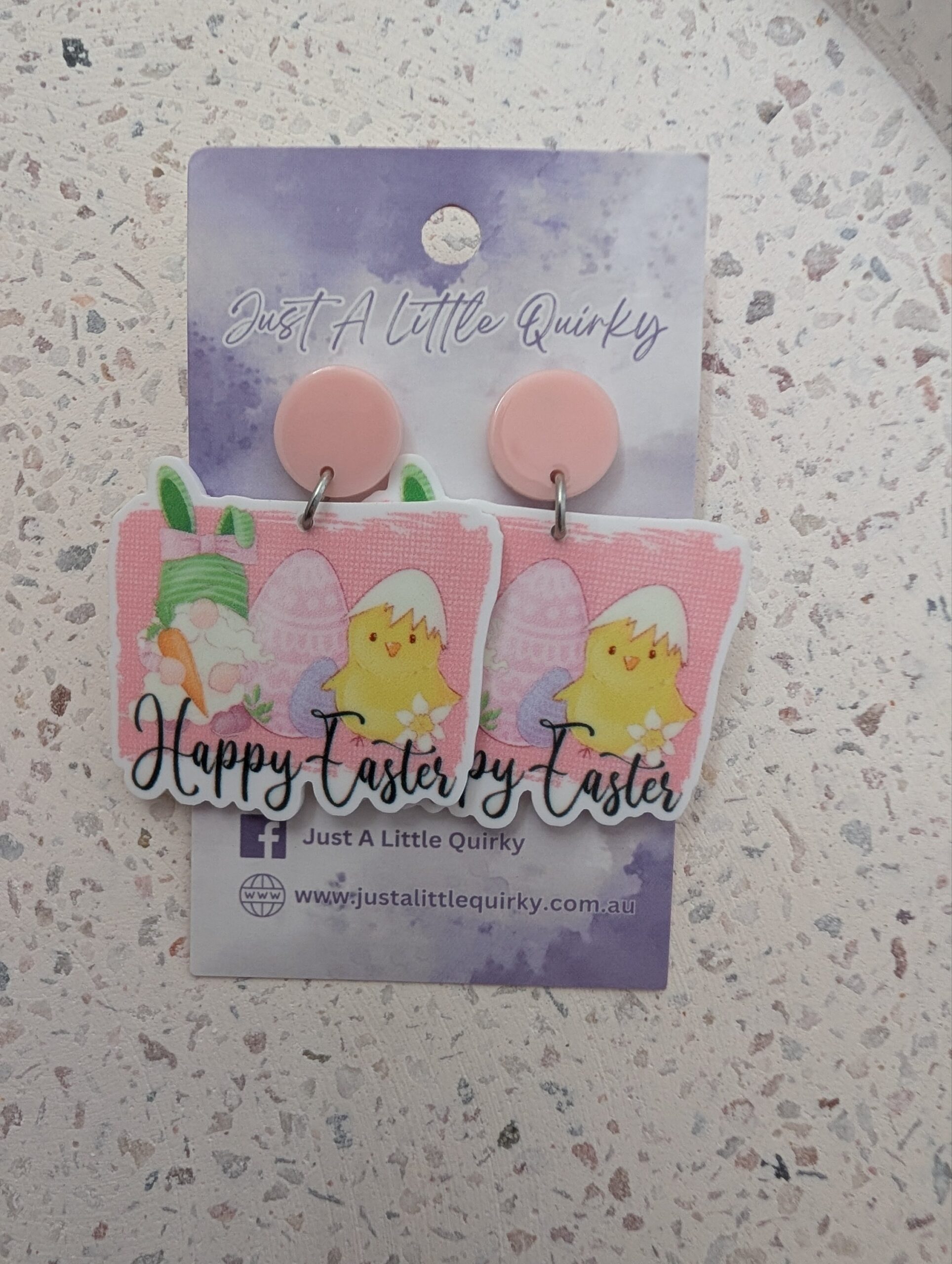 Happy Easter Gnome And Chicken Design Acrylic Stud Dangle Earrings