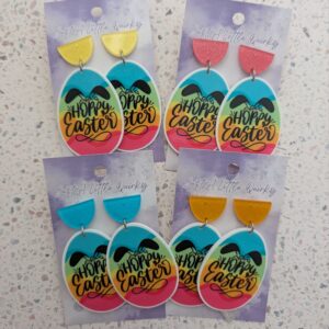 Hoppy Easter Rainbow Easter Egg Acrylic Stud Dangle Earrings