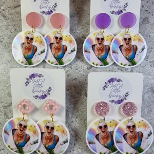 P!nk (Pink) Design 2 Acrylic Stud Dangle Earrings