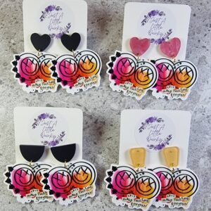Blink 182 Pink And Orange Design Acrylic Stud Dangle Earrings