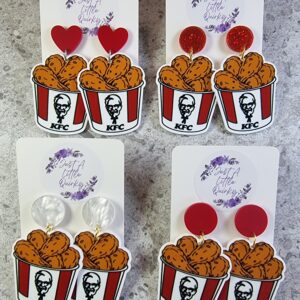 KFC Fried Chicken Bucket Design Acrylic Stud Dangle Earrings
