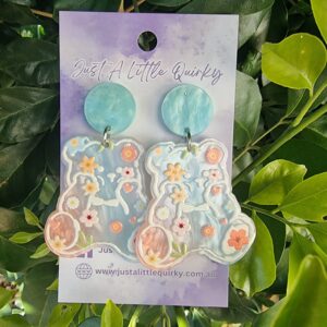 Cute Floral Bear Acrylic Stud Dangle Earrings Design