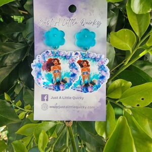 Mermaid Acrylic Stud Dangle Earrings Design