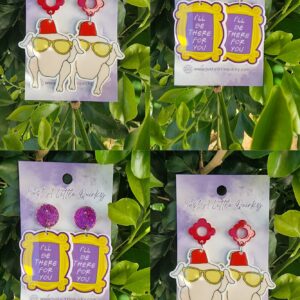 Friends Inspired Acrylic Stud Dangle Earrings