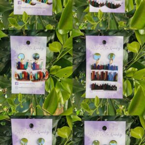 Book Shelf Multi Shaped Acrylic Stud Dangle Earrings Designs