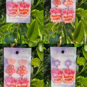 Making Magic Flower Cauldron Acrylic Stud Dangle Earrings Design