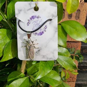 Cicada Bug Leather Necklace
