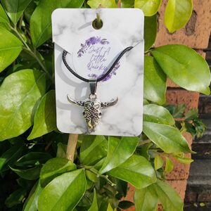 Bull Cow Skull Leather Necklace