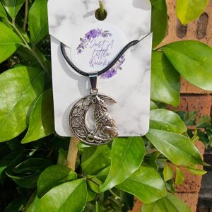 Howling Wolf And Crescent Moon Leather Necklace