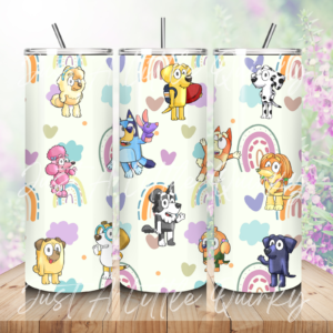 Cartoon Australian Cattle Dog And Friends Metal 20oz Tumbler Cup