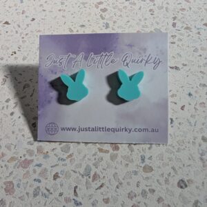 Mint Green Bunny Rabbit Head Easter Stud Earrings