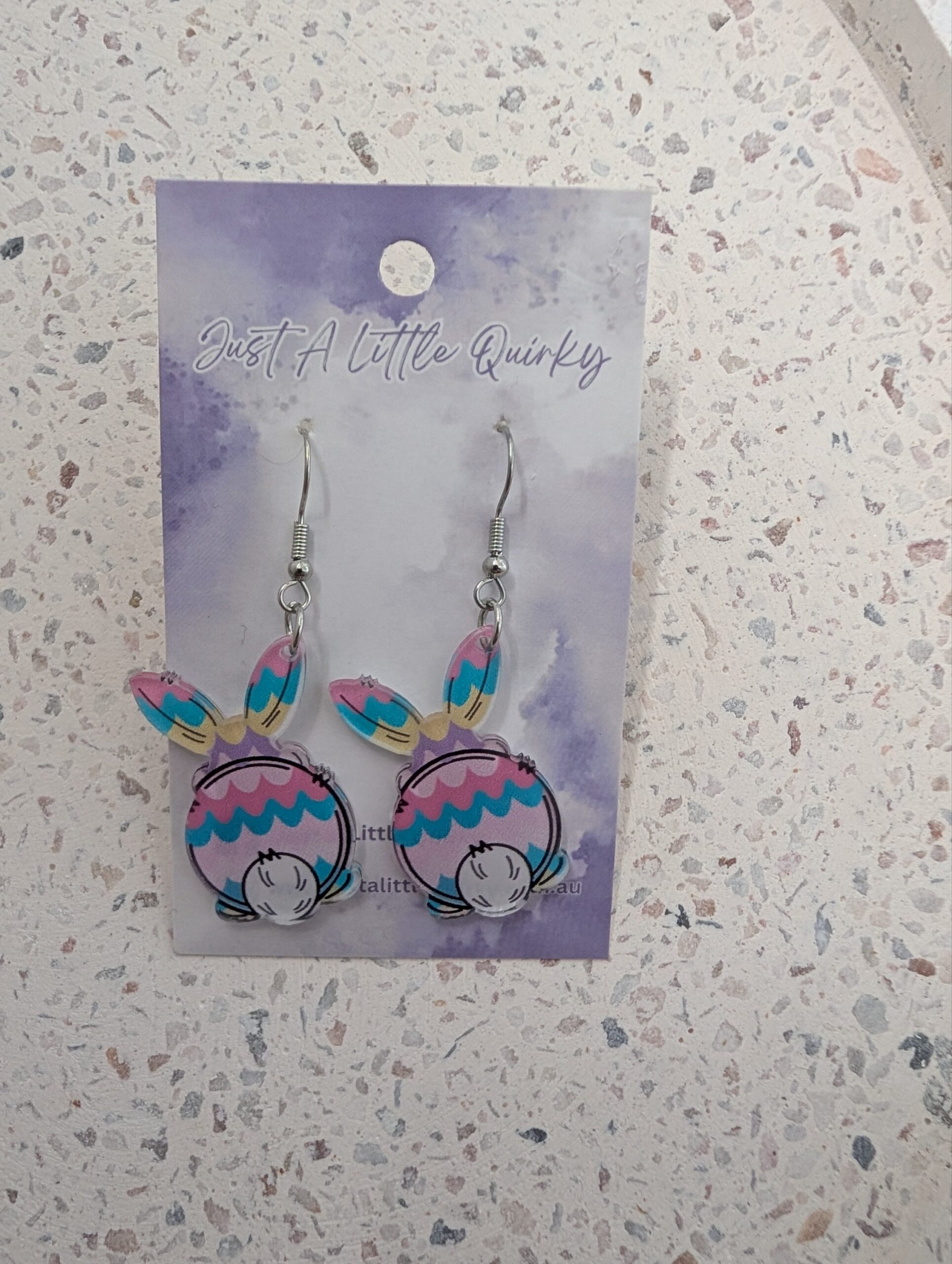 Rainbow Bunny Rabbit Easter Acrylic Hook Dangle Earrings
