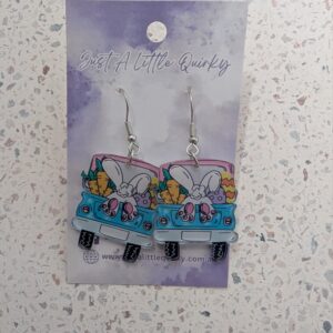 Easter Car Bunny Rabbit Acrylic Hook Dangle Earrings