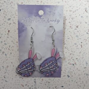 Easter Egg Skeleton Hand Acrylic Hook Dangle Earrings