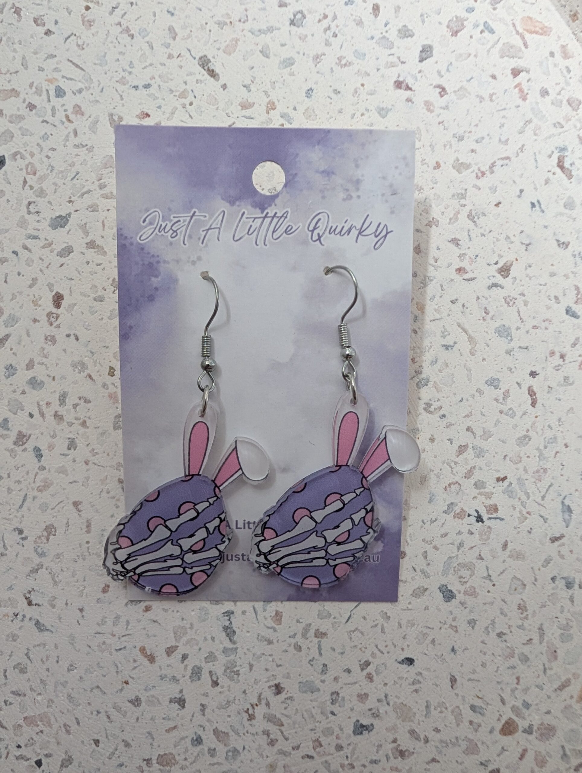 Easter Egg Skeleton Hand Acrylic Hook Dangle Earrings