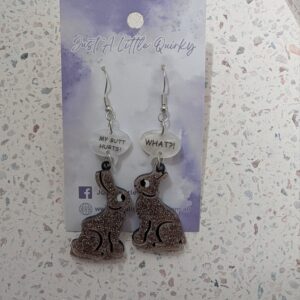 Glitter Chocolate Bunny Rabbit Easter Hook Dangle Earrings
