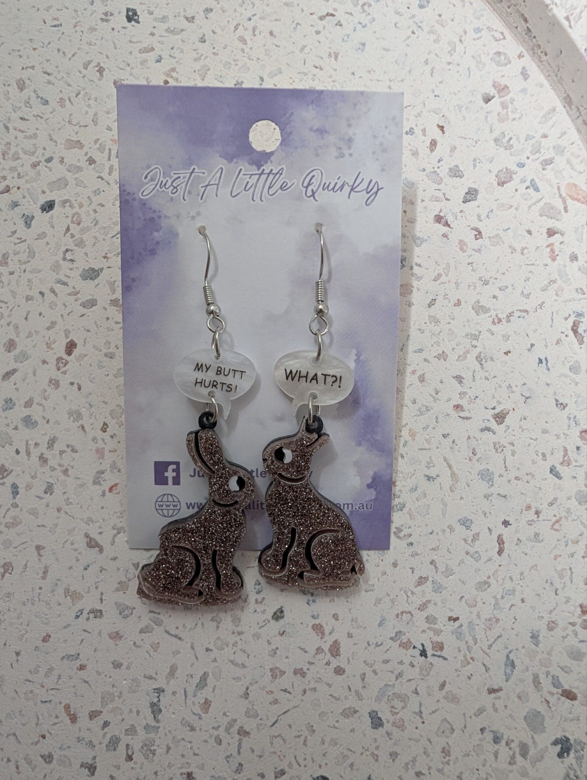 Glitter Chocolate Bunny Rabbit Easter Hook Dangle Earrings
