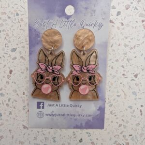 Bubblegum Bunny Rabbit Easter Acrylic Stud Dangle Earrings