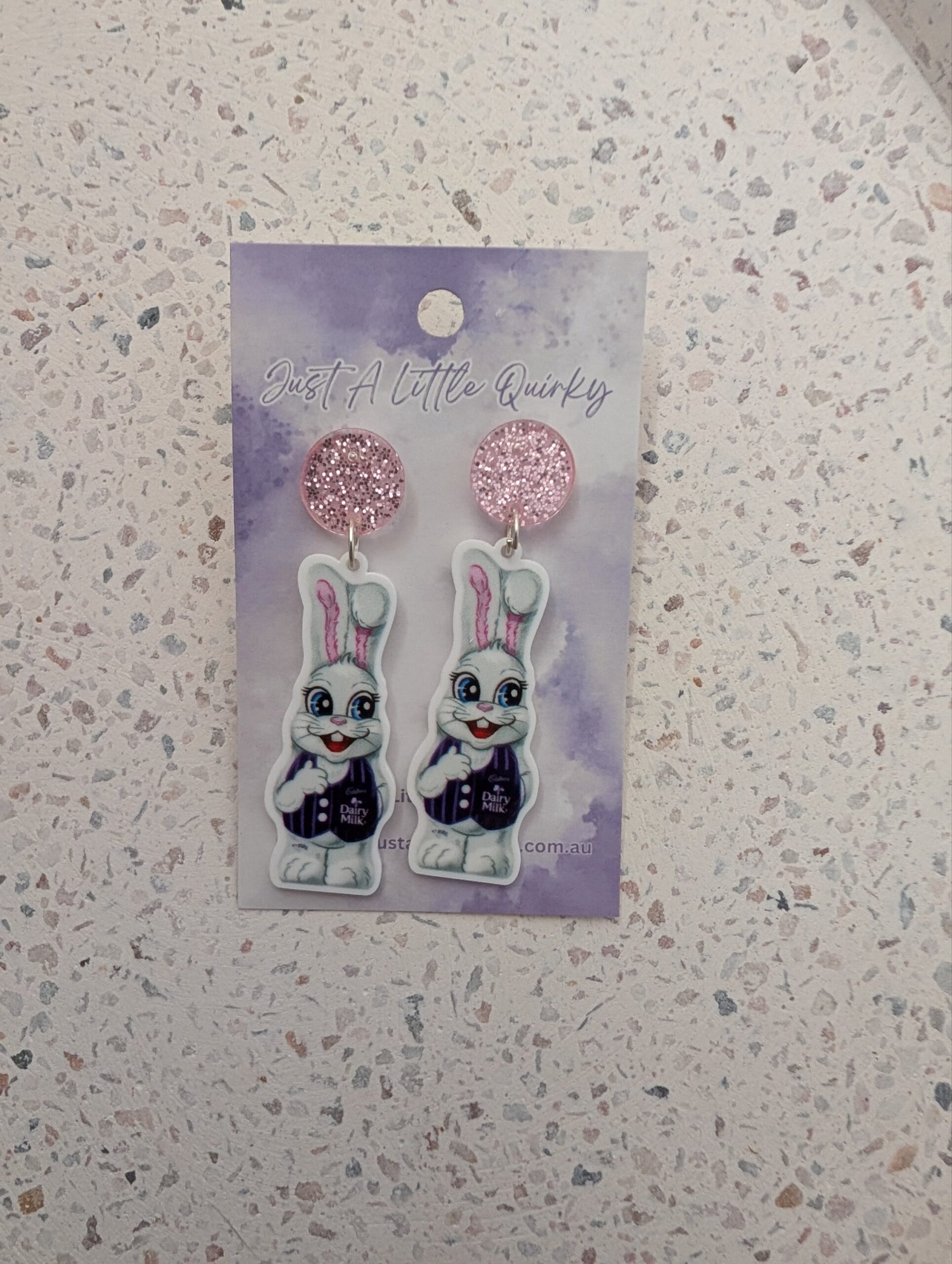 Cadbury Bunny Rabbit Easter Acrylic Stud Dangle Earrings