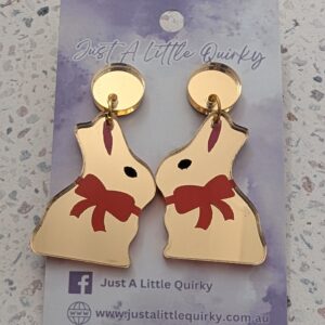Lindt Gold Bunny Rabbit Easter Acrylic Stud Dangle Earrings