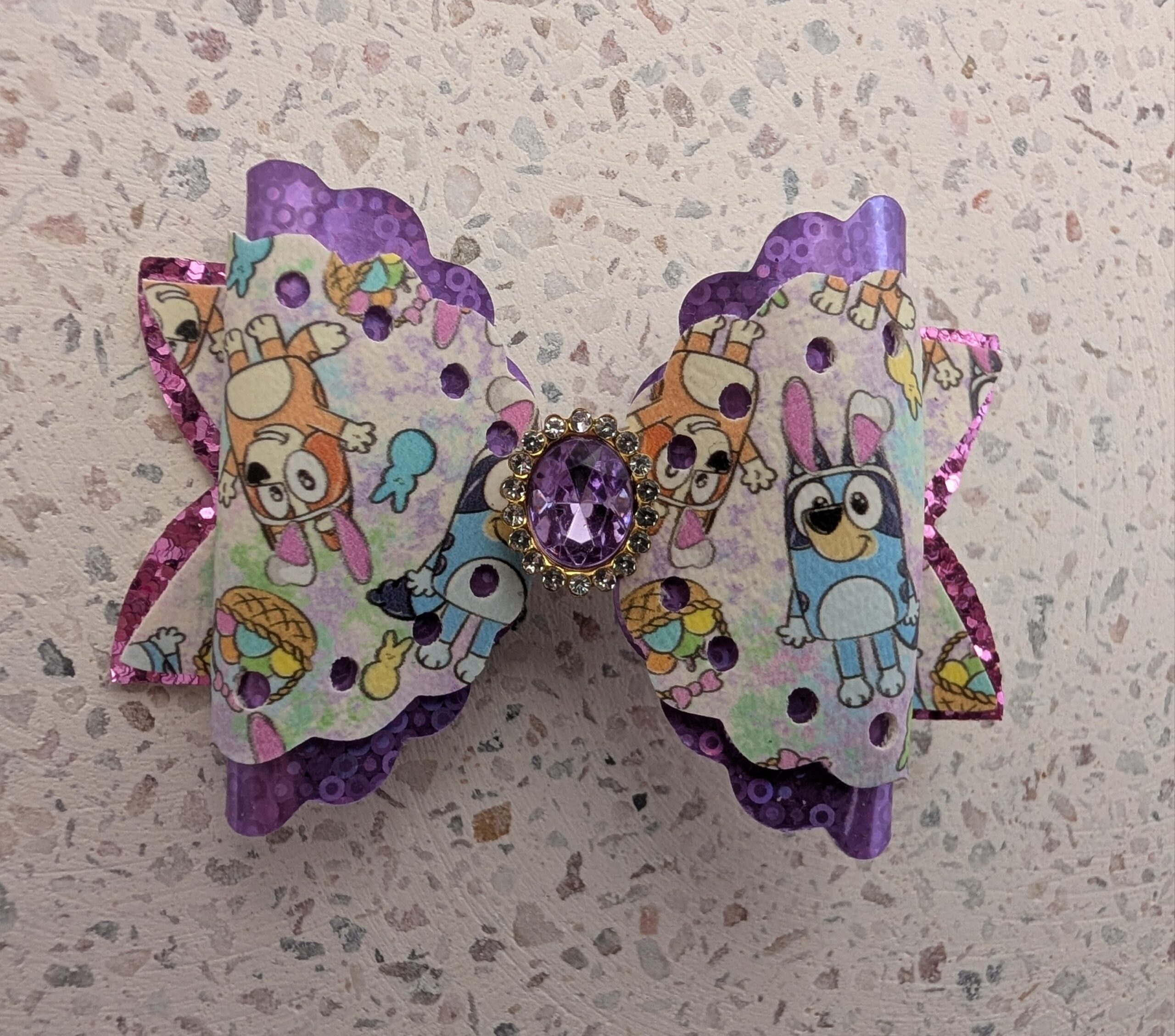 Blue and Orange Australian Cartoon Cattle Dogs Small 3 Inch Easter Hair Bows - Image 3