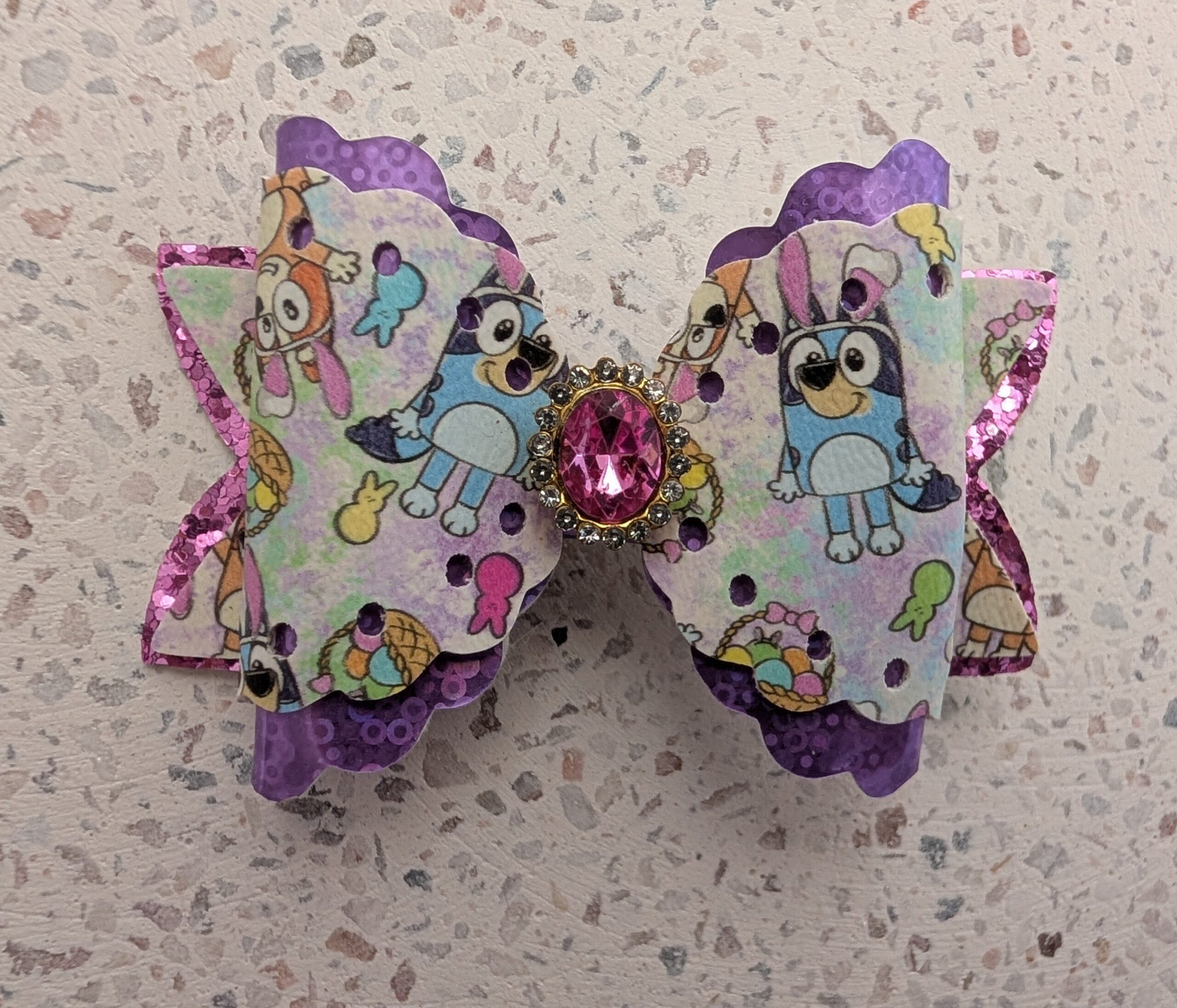 Blue and Orange Australian Cartoon Cattle Dogs Small 3 Inch Easter Hair Bows - Image 2