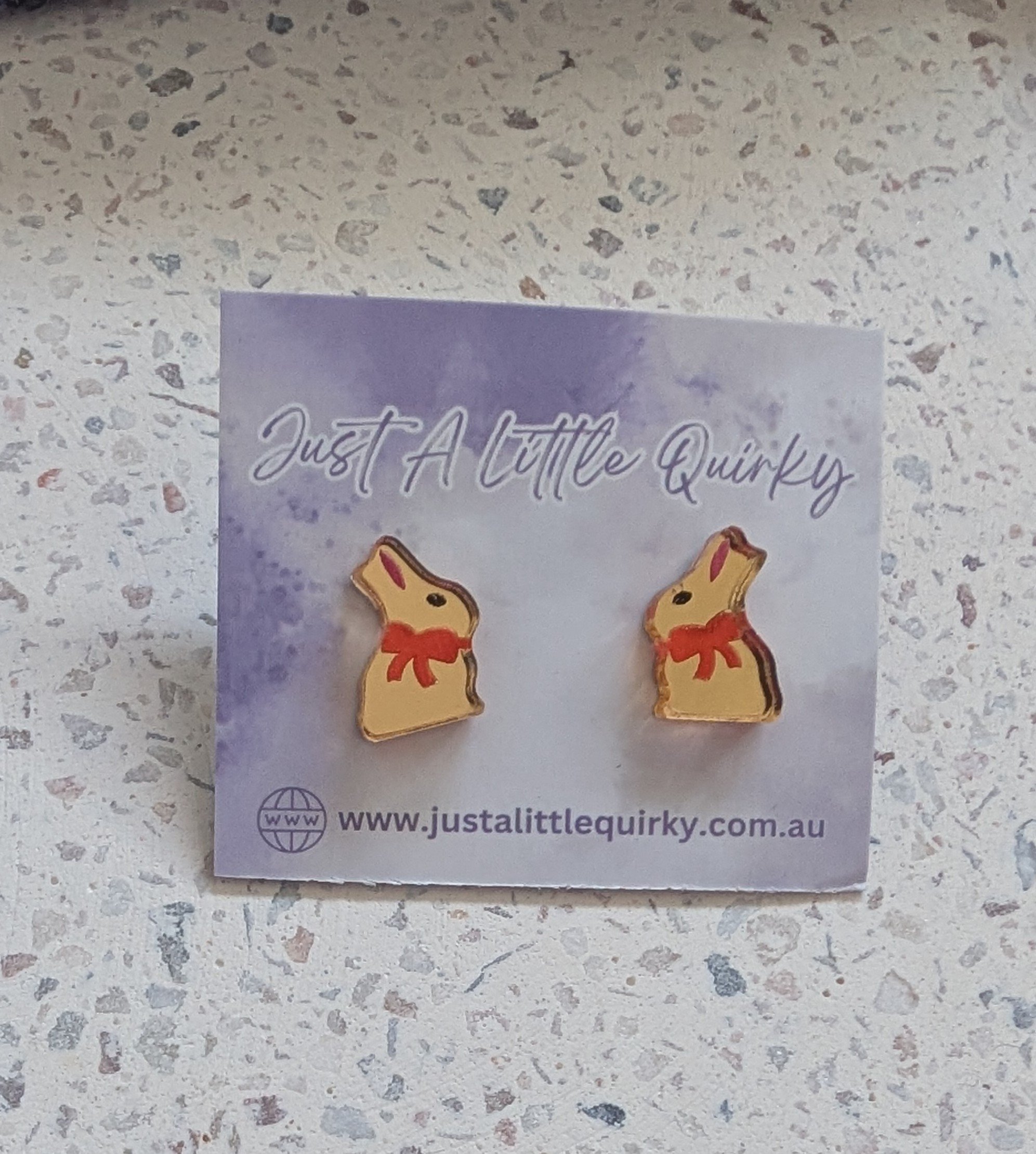 Lindt Gold Mirror Bunny Rabbit Easter Stud Earrings