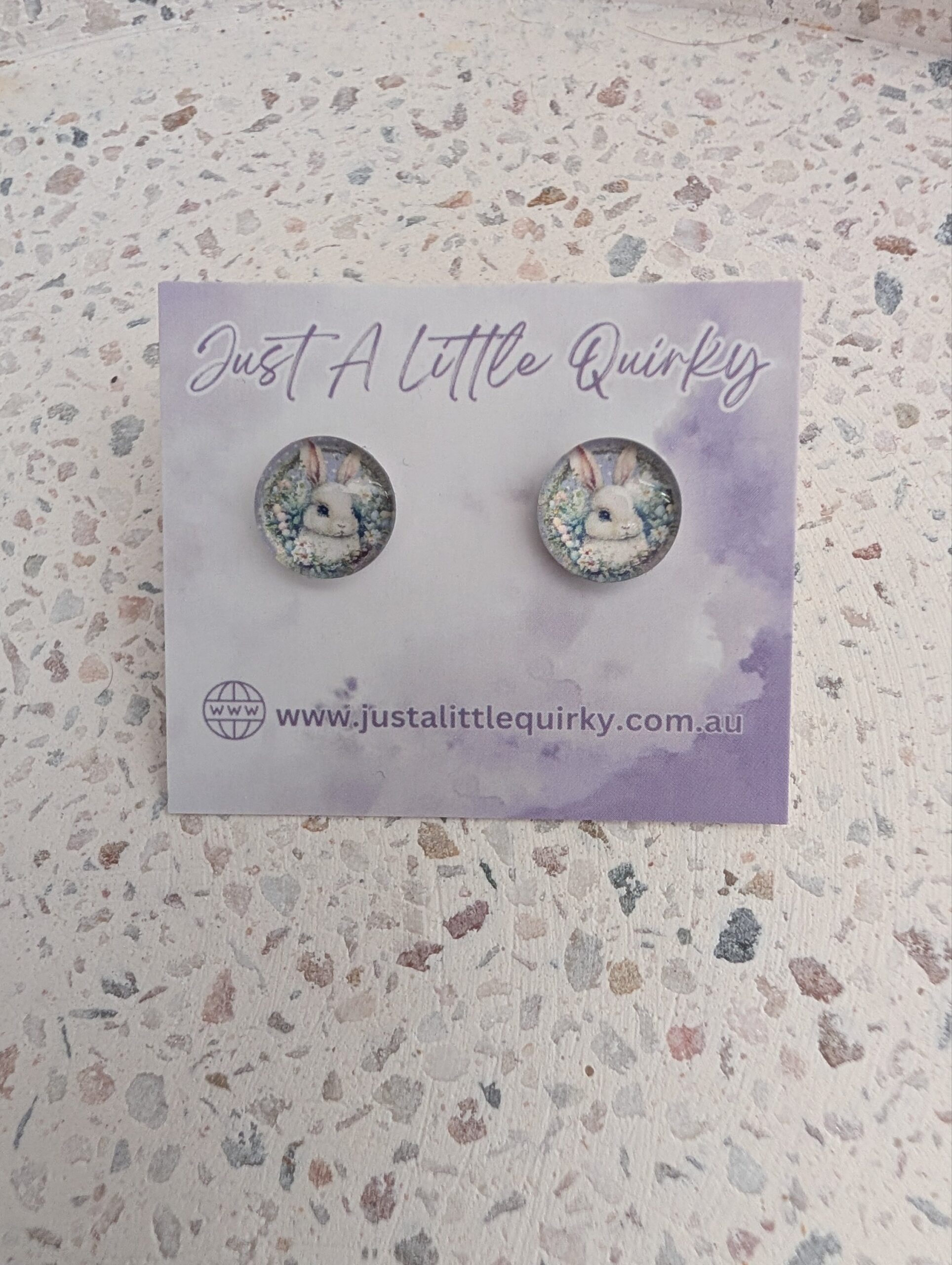 Floral Bunny Rabbit Easter Stud Earrings