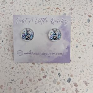 Easter Bunny Rabbit With Purple Easter Eggs Stud Earrings