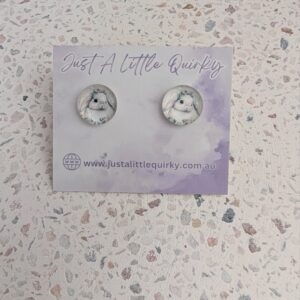 Easter Bunny Rabbit With Floppy Ears  Wearing A Floral Crown Stud Earrings
