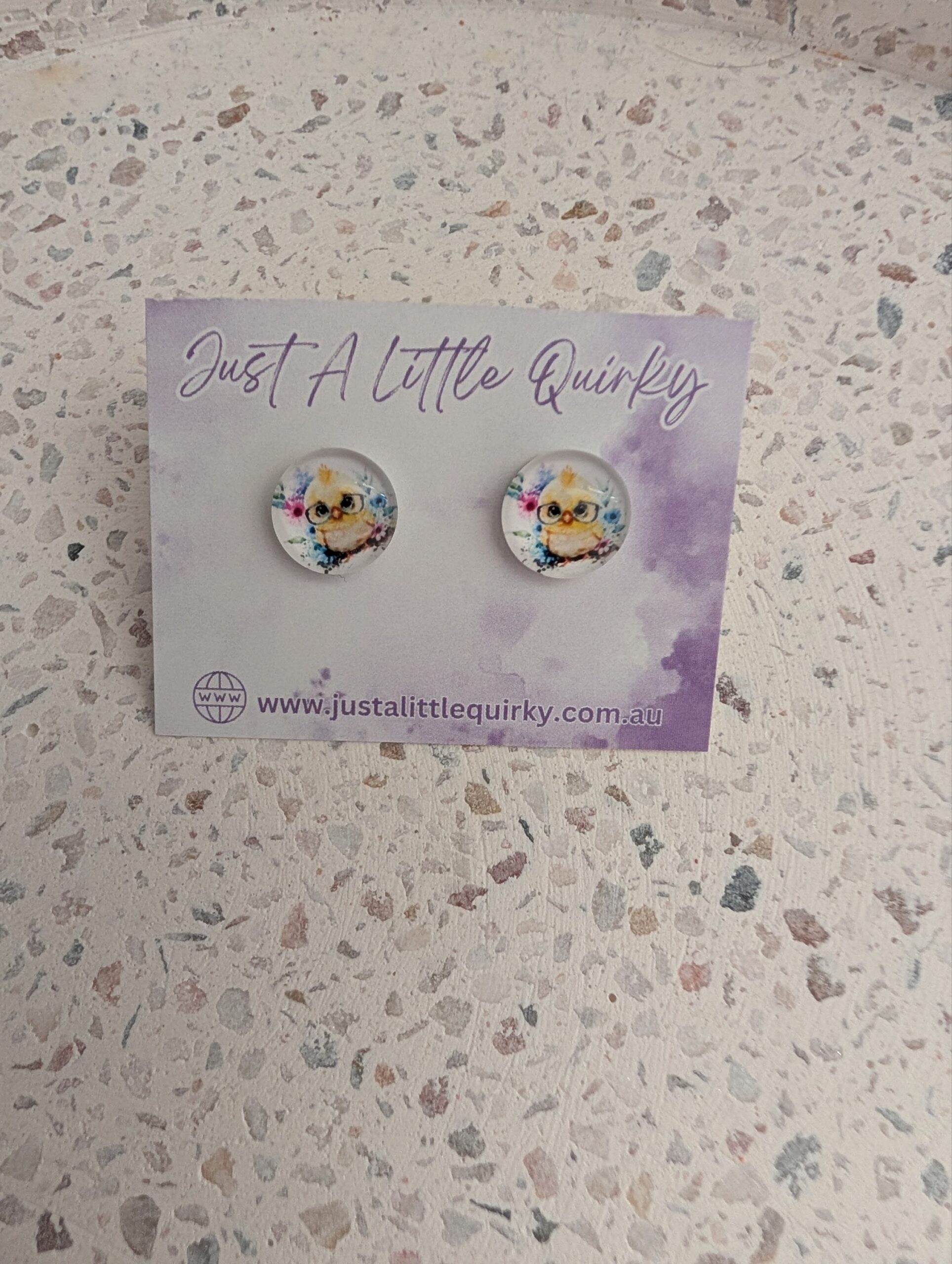 Little Chicken Wearing Glasses Stud Earrings