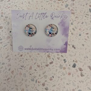 Easter Bunny Rabbit With Frangipani Flowers Stud Earrings