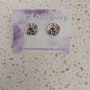 Easter Bunny Rabbit With Colourful Easter Eggs Stud Earrings