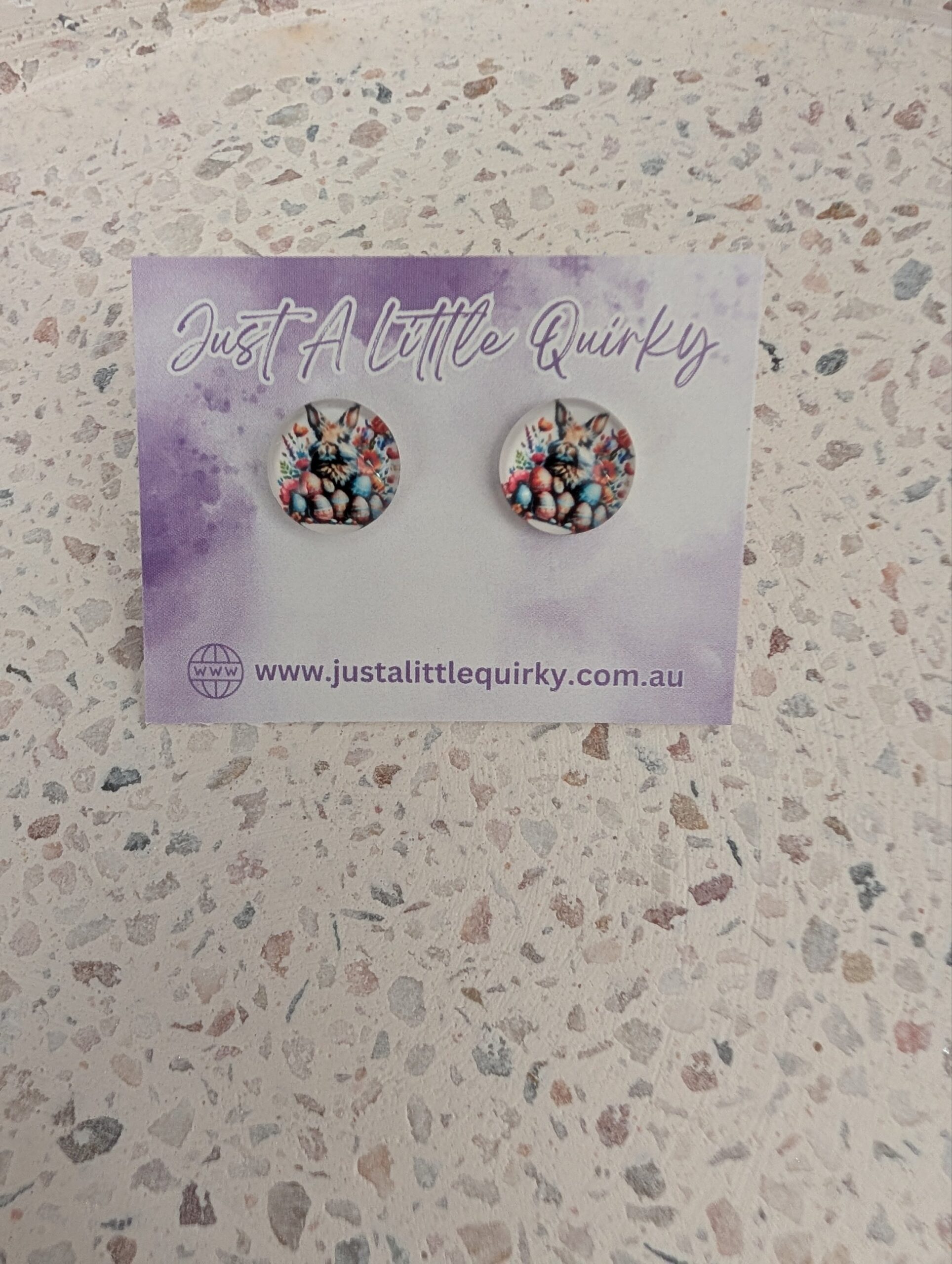 Easter Bunny Rabbit With Colourful Easter Eggs Stud Earrings
