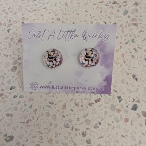 Easter Bunny Rabbit With Easter Eggs Stud Earrings