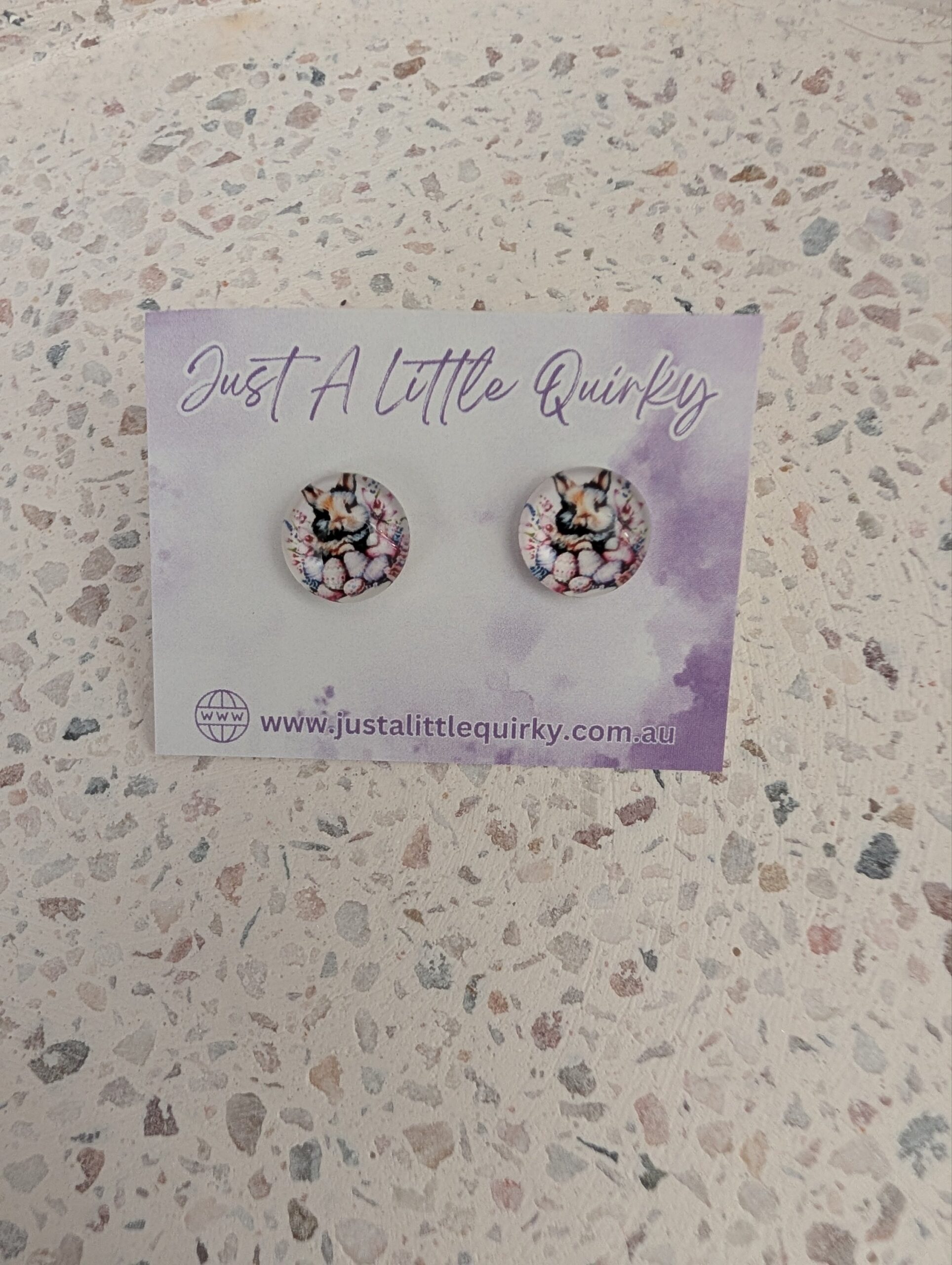 Easter Bunny Rabbit With Easter Eggs Stud Earrings