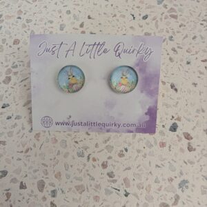 Little Chicken Wearing Easter Bunny Ears Stud Earrings
