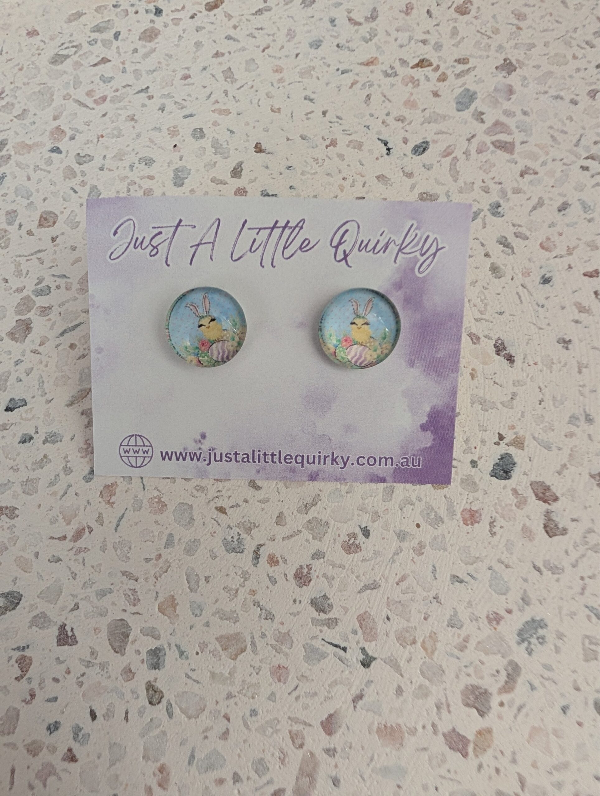 Little Chicken Wearing Easter Bunny Ears Stud Earrings