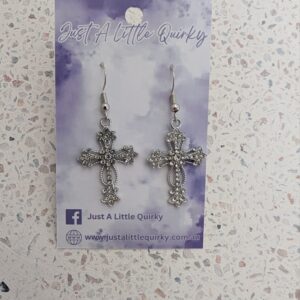 Rhinestone Cross Hook Dangle Earrings